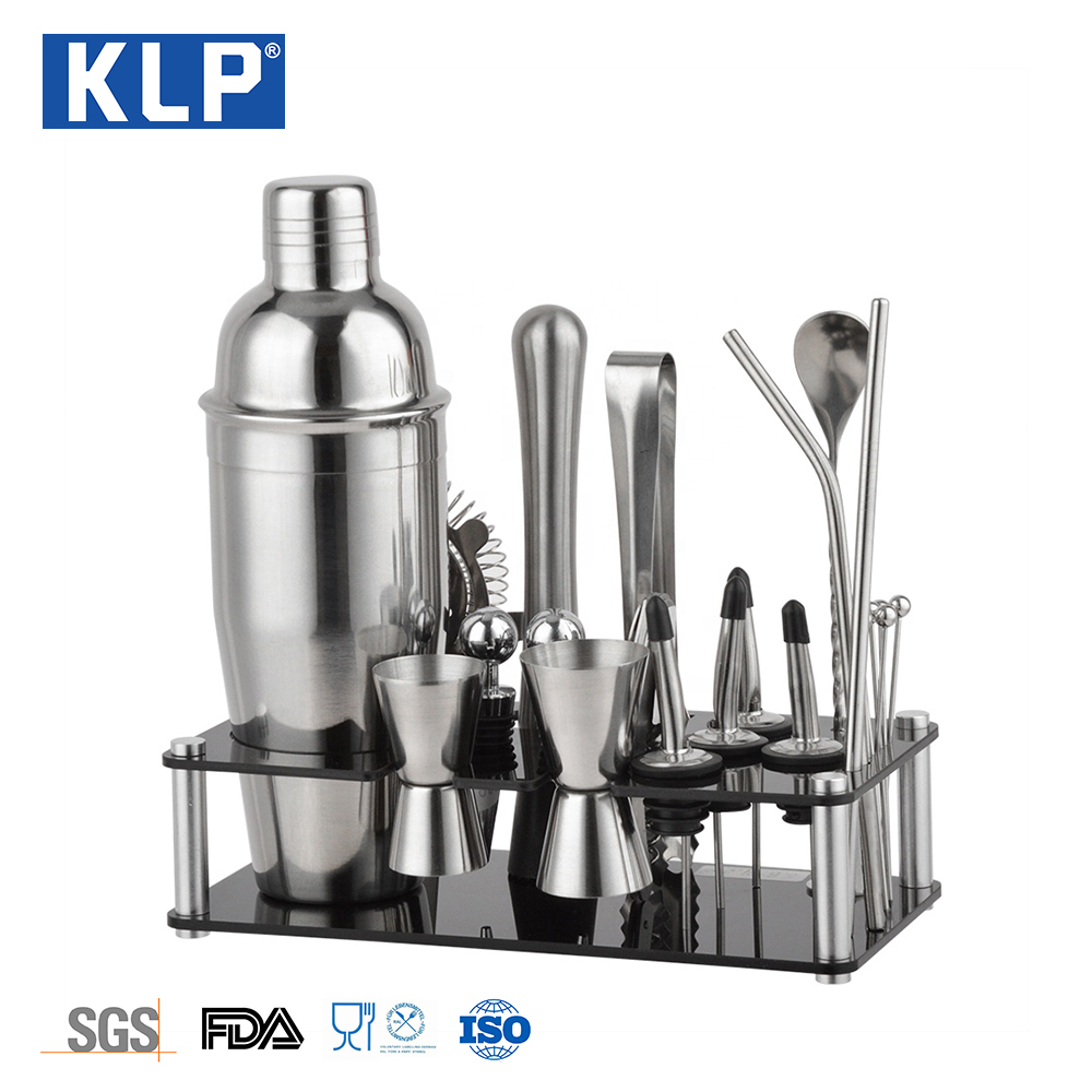 KLP Stainless Steel Cocktail Shaker Set with Shelf Shake Pot Bar Accessory Set Cocktail Bartender Tool Set