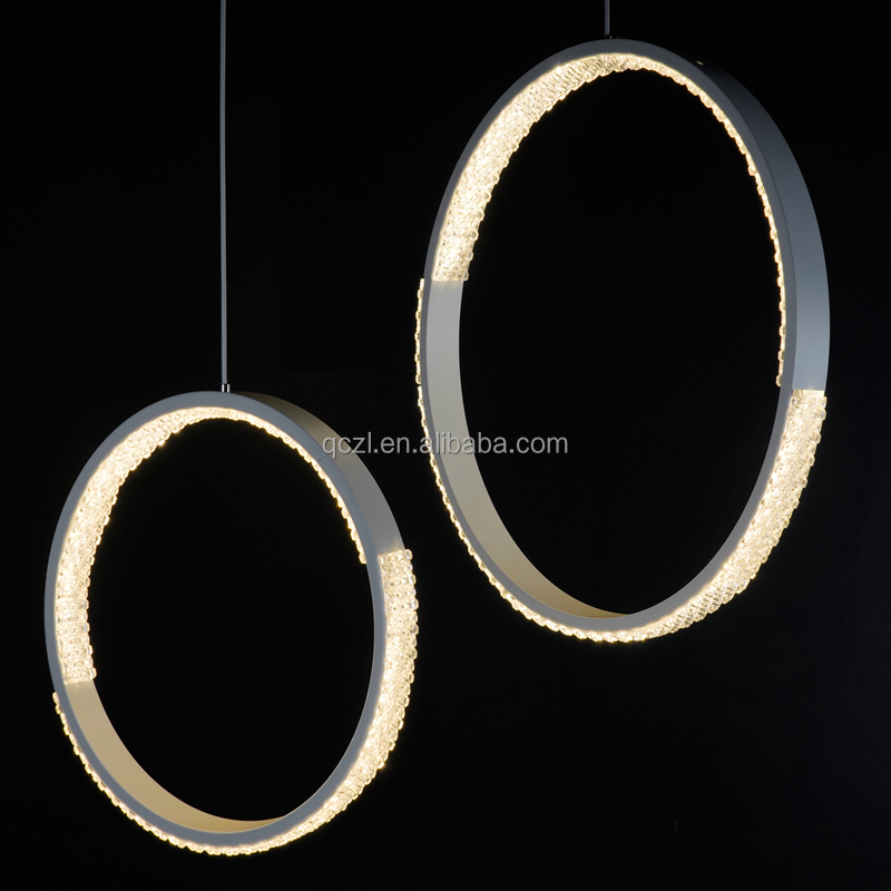 New Modern Simple Ring shaped Living Room Bedroom 2 halo Lighting LED Warm Light Ring Crystal Chandelier