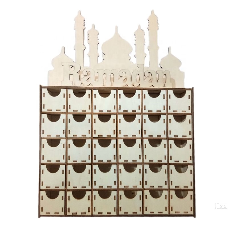 DIY MDF ящик Рамадан Адвент календарь ИД Мубарак деревянное ремесло Рамадан и Ид украшение