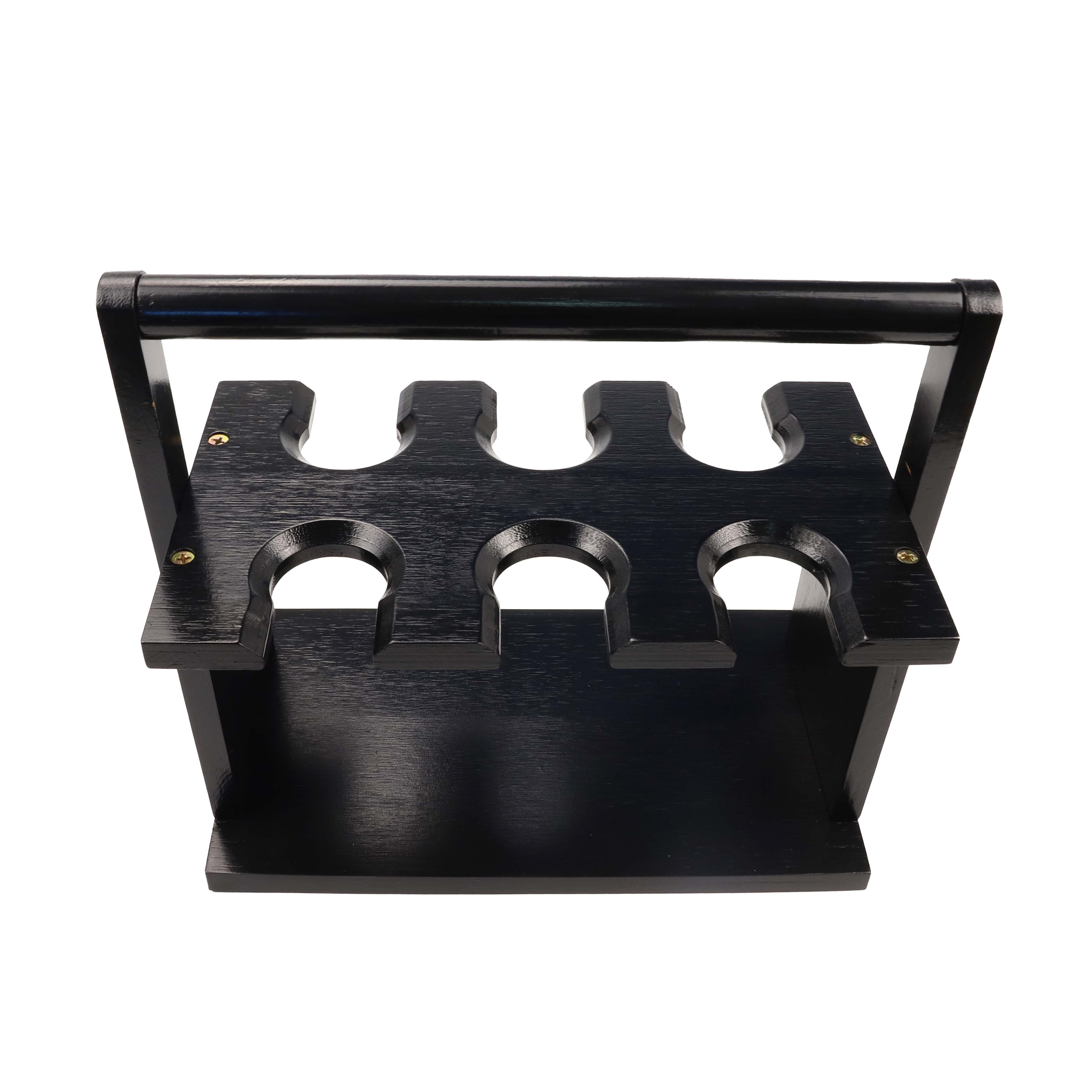 Eco-friendly bamboo wooden wine rack 6 bottle beer storage holder drying glass rack with holder