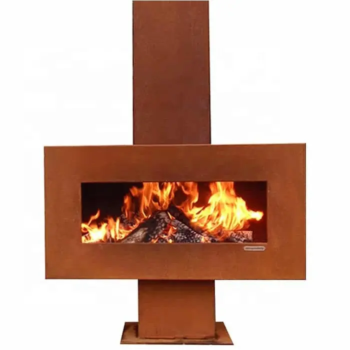 Outdoor Heater Wood Burning Corten Metal Chiminea Garden Fireplace