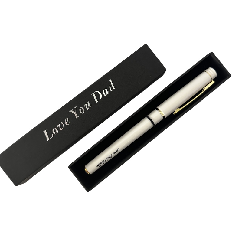 Mega New Arrival Small Black Paper Business Gift Box Packaging For promotional Pen With Logo Printing Hot Stamping Silver Gold