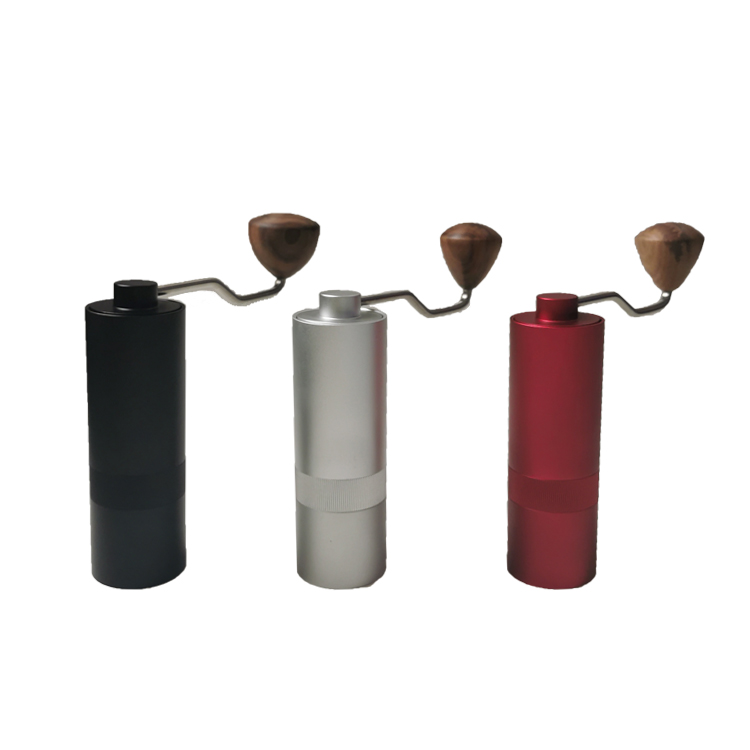Aluminum Alloy Manual Coffee Grinder Portable Manual Coffee Beans Grinder With Wooden Knob For Traveling Camping