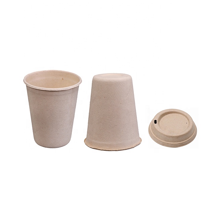Путешествия 100% Compostable Bagasse чашки биоразлагаемый кофе с крышкой