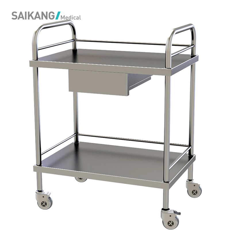 SKH001, больничная тележка для лечения лекарств с двумя слоями