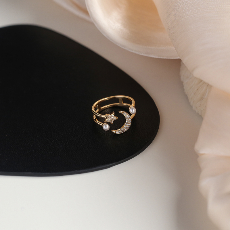 Vershal Engagement Wedding Ring,Moon Star Rings Jewelry Women,Cheap Price 18k Gold Ring