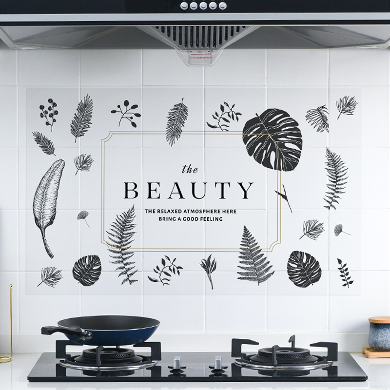JIUYUE Kitchen Wallpaper Self-adhesive High Temperature Transparent Anti-oil Stickers Household Cupboard Decorative