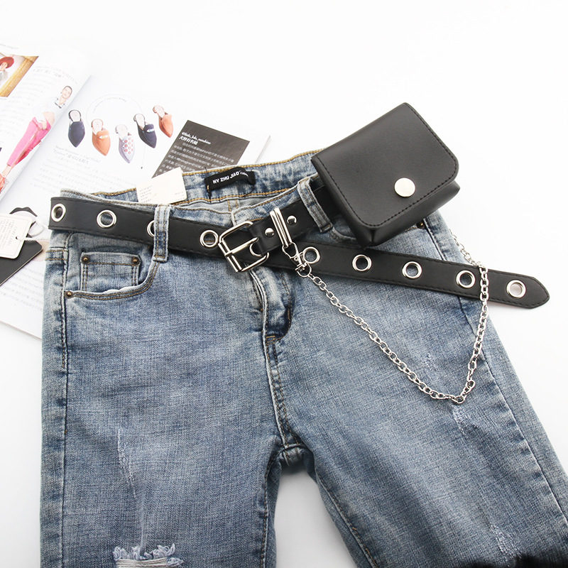 Factory direct sales trend fashion punk style chain with bag decoration belt