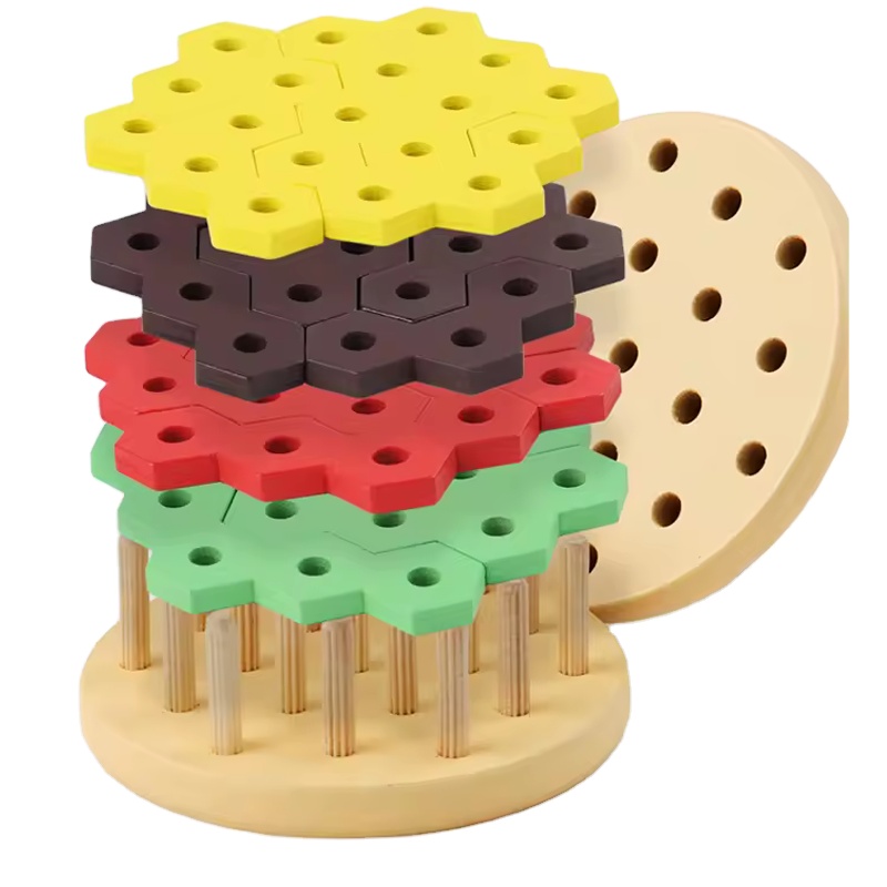 3d building block montessori Children logical thinking training intelligence Hamburg wooden puzzle toy for kids