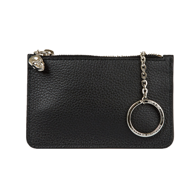Hot Sale Best Quality Portable Travel Zipper Leather Key Pouch With Key Chain