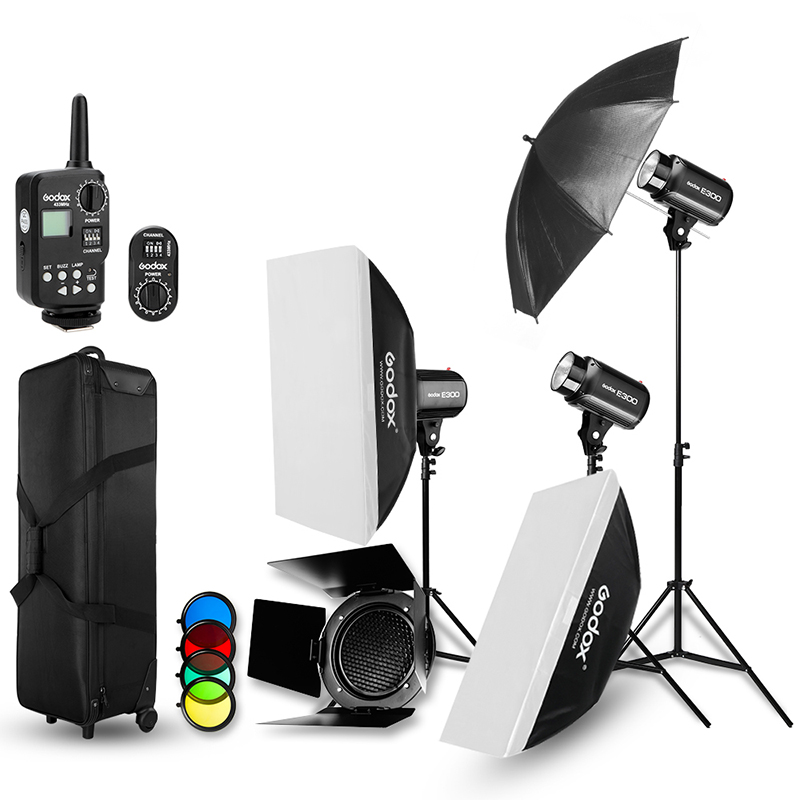 Студийный стробоскоп Godox со вспышкой 900 Вт, освещение для фотосъемки-стразы, двери сарая, световые стойки, триггеры, зонтики, софтбокс