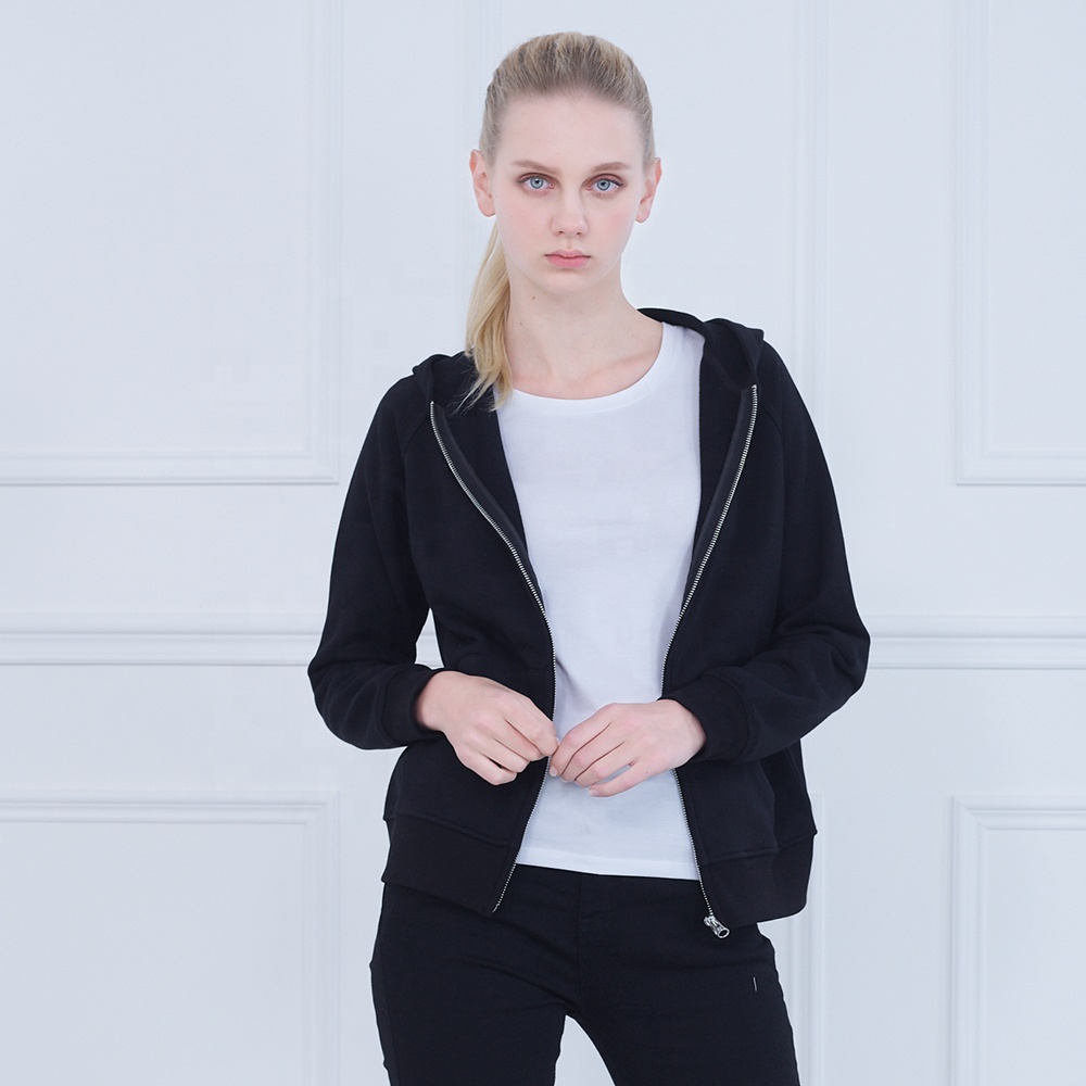 2020 spring hooded casual loose solid color cotton long-sleeved sweater zipper small coat large size women's coat