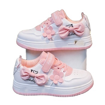 Rubber Sole School Shoes for Kid Wholesale Designer Kids' Sport Shoes Cartoon Printing White Sneakers for Children