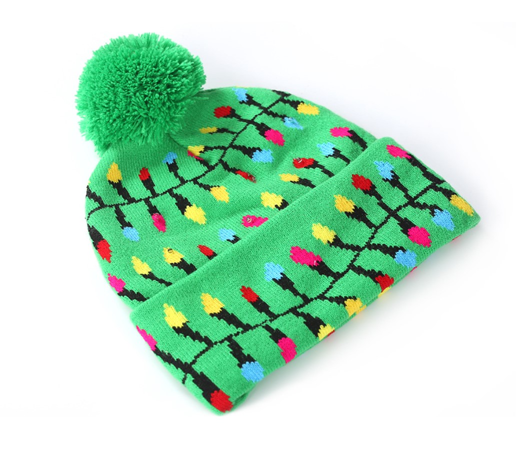 knitted wool hat Christmas decorations lamp adult hat winter warm keeping children's luminous hat