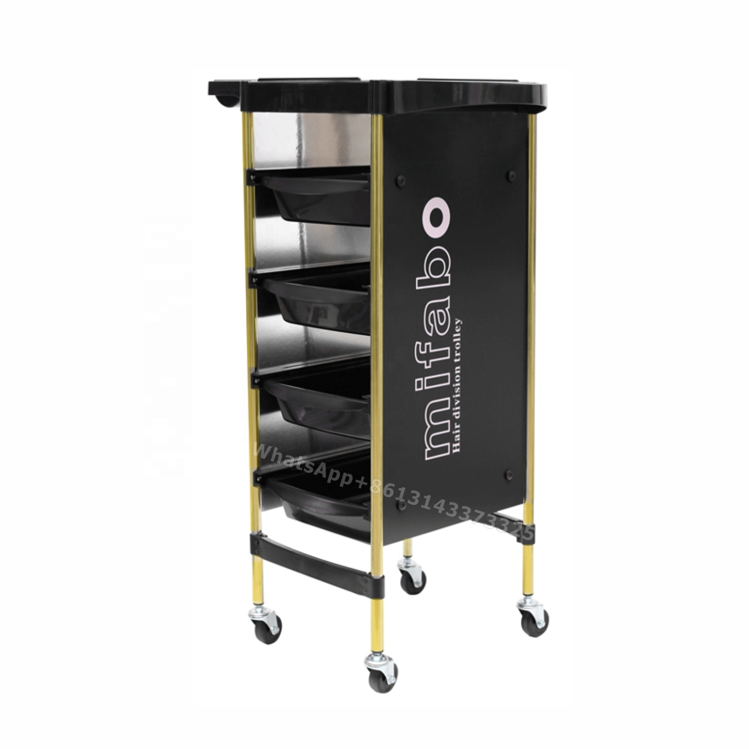 Gold silver salon trolley black tool cabinet with drawers hairdressing furniture with wheel barber shop beauty cart 791B