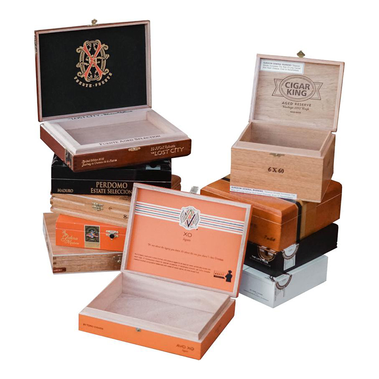 Luxury wood cigar box high glossy solid cedar cigar box packaging with lock