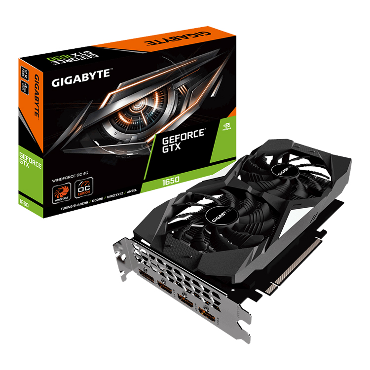 Видеокарта GIGABYTE NVIDIA GTX 1650 WINDFORCE OC 4G с 4Гб GDDR5 128-битным интерфейсом памяти (GV-N1650WF2OC-4GD)