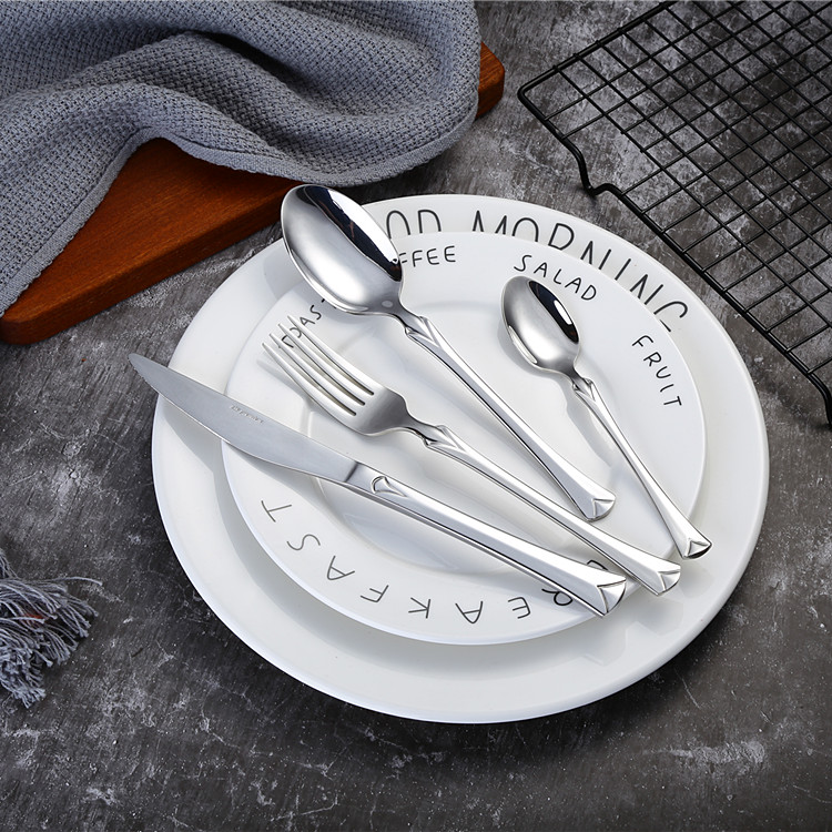 High grade mirror polish knife fork spoon cutleries flat stainless steel cutlery set 24pcs for gifts