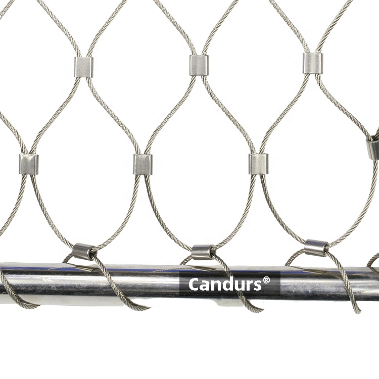 Custom Flexible SS 316 Ferrule Rope Mesh Stainless Steel Cable Mesh Netting