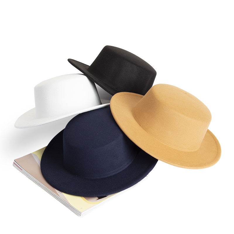HF0002 Hot sale embroidered printed logo men women winter Adults Wool Flat Fedora Unisex Western Style Sombreros hat