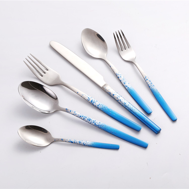 Luxury SS430 colorful curtlery knife spoon fork set stainless steel knives and forks cutlery with painting handle