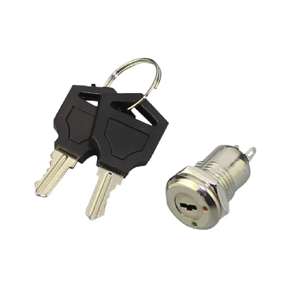 IP65 12MM 2 Position 2 Pin Solder Termin Key Pull Out Key Operated Electrical Key Switch