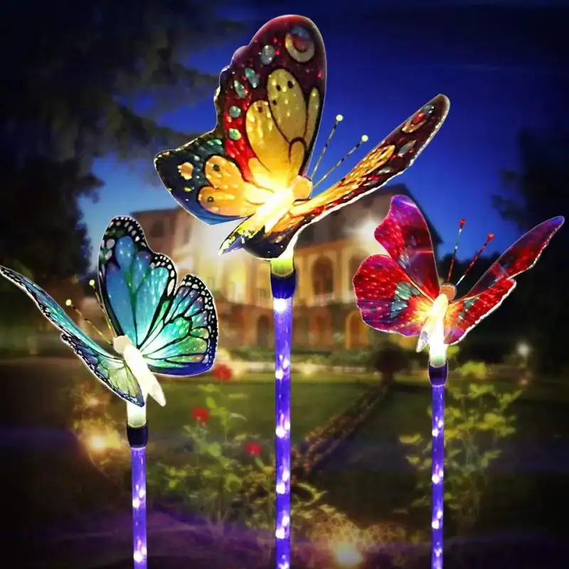 Hot Selling Outdoor Butterfly Shape Holiday Solar LED Decorative Light For Garden Pathway Walkway