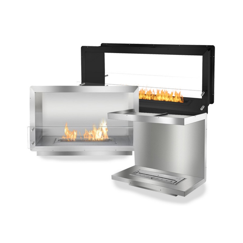 38-Inch Modern C-Shape Indoor Smart Electric Ethanol Fireplace Inno Fire Ethanol Firebox Metal Insert for Villas