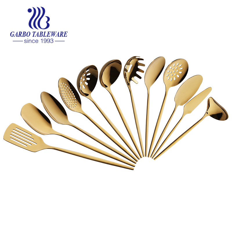Basic essential other cooking tools gold plated kitchen utensils food grade 18/10 stainless steel kitchenware heat resistant set