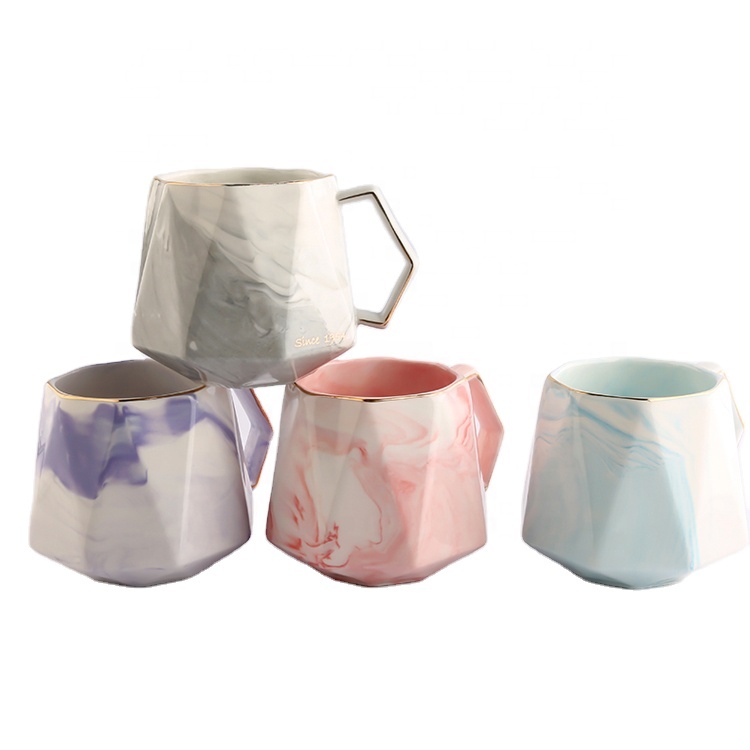 New Creative Marble pattern Ceramic Coffee Mug Cup With Spoon
