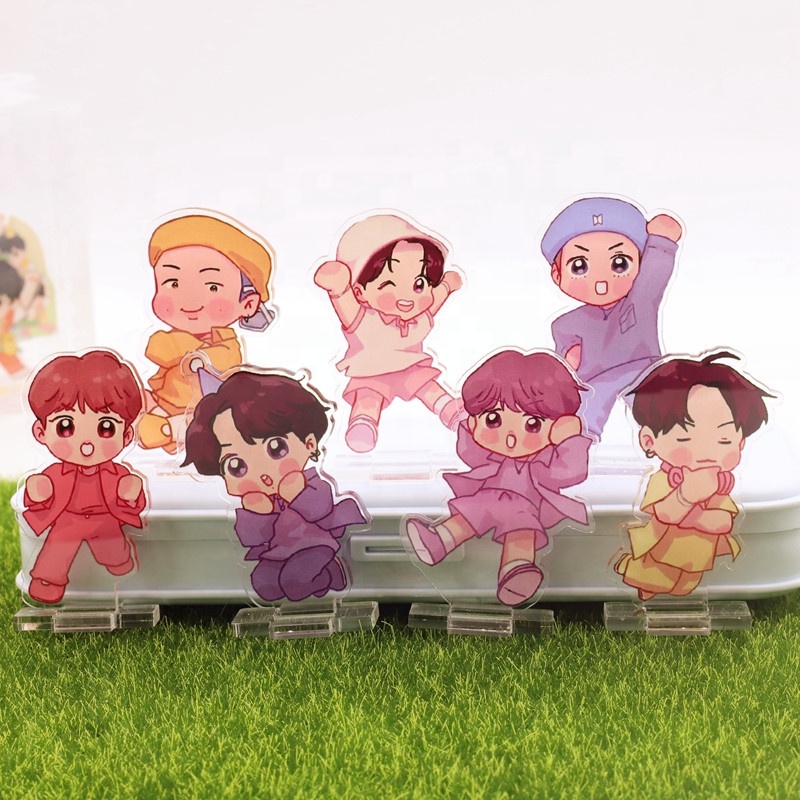 Bangtan Boys оптовая продажа Kpop Idol товар мультфильм милый Bangtan Boys прозрачная акриловая подставка