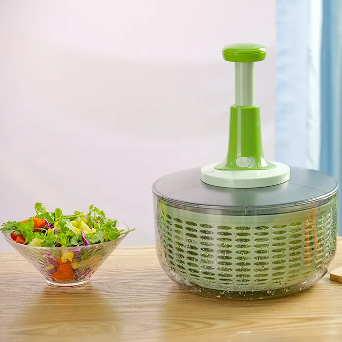 plastic hand press salad spinner vegetable dryer