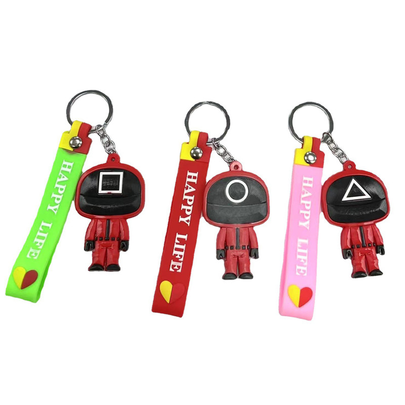 Sample Available Wholesale Korean Squid Game Toy Keychain Cosplay Props Red Man Squid Game Keychain