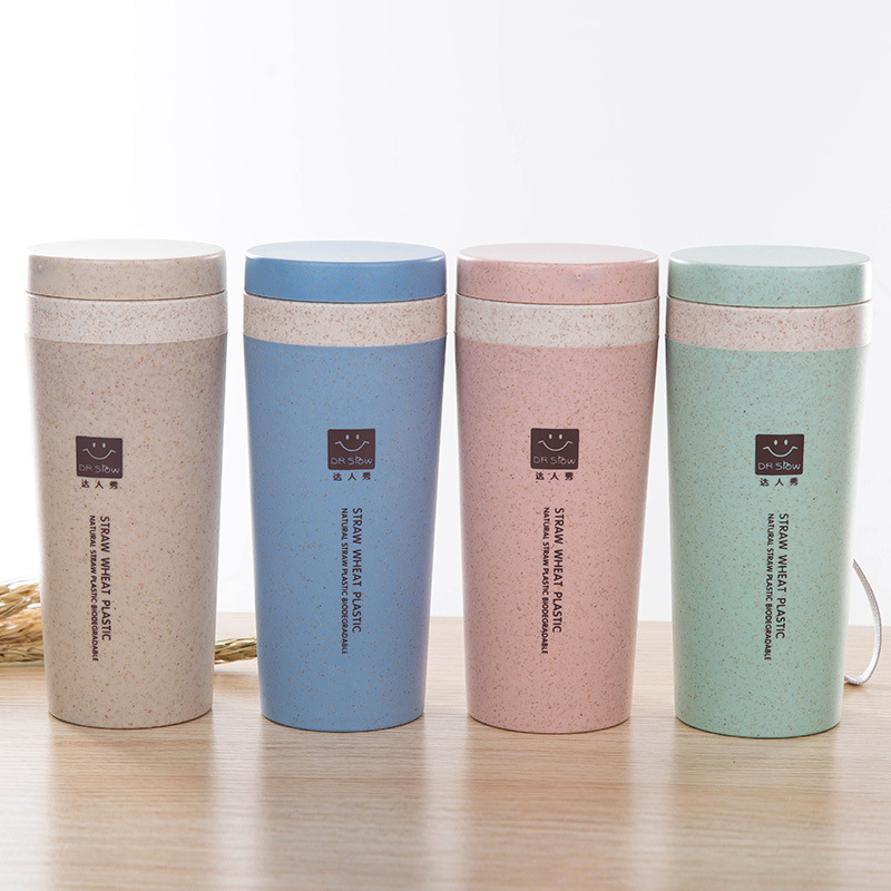 Brief gift water mug, biodegradable reusable eco-friendly wheat straw fiber water bottle