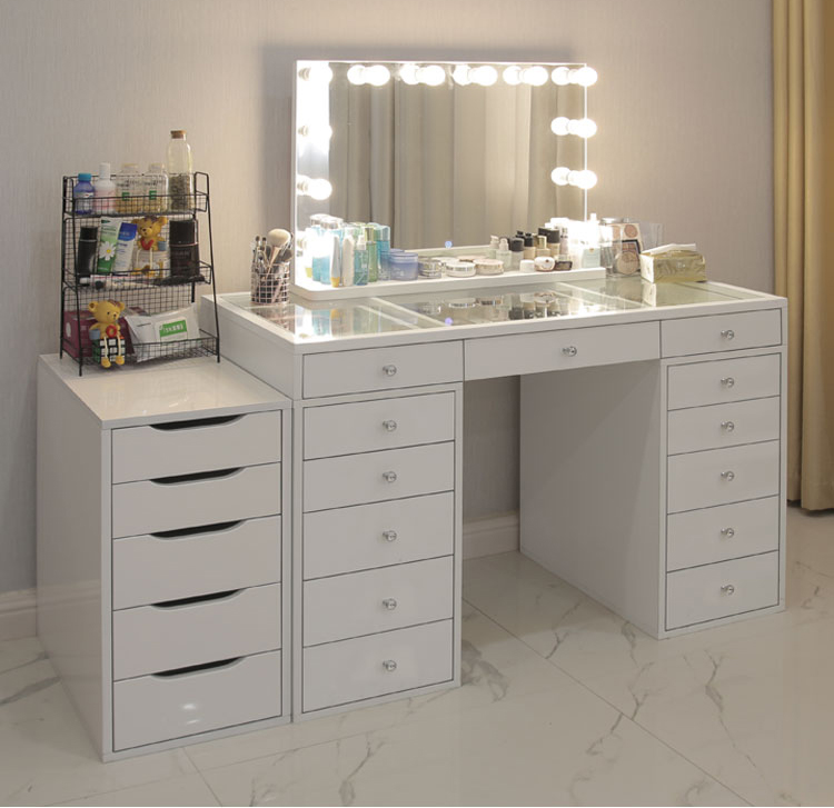 Make up vanity table set Modern european vanity Dressing Table With Mirror and stool mirrored dressing table