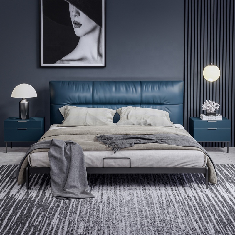 Super King Size Bed 21YHAA021 Luxury Bedroom Platform Bed Leather Upholstered Bed