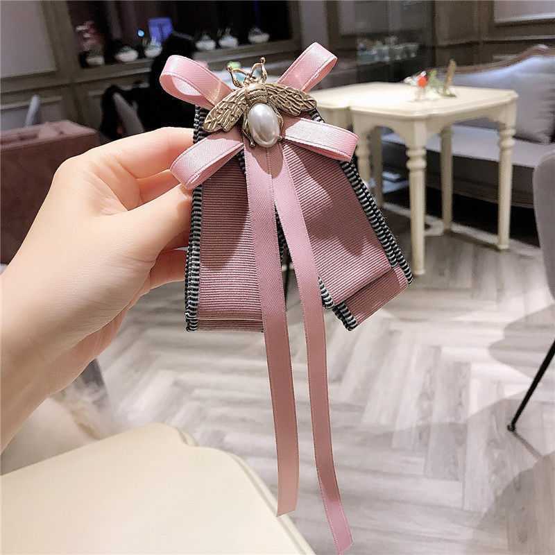 European & American new accessories bee bow tie pink bow tie long floating tie flower Korean style brooch pin collar pin female