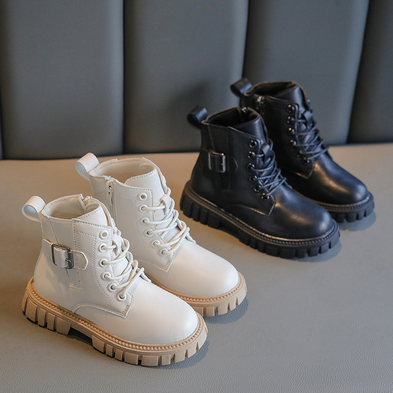 Children Martin Boots Non-slip Baby Girls Chunky Shoes Wear-resisting Casual Shoes Soft Sole Kids Leather Boots