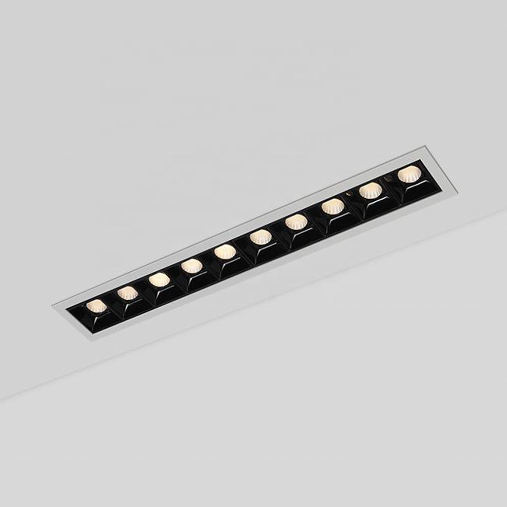 Aluminum housing cct turnable dimmable glareless smd downlight recessed led grille linear light