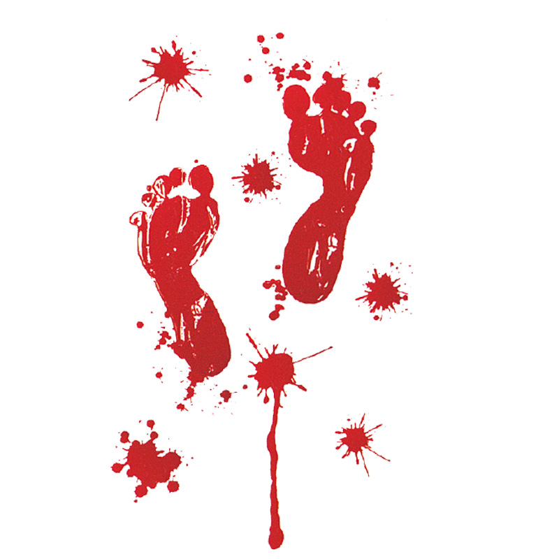 Halloween decoration self-adhesive paper red blood footprints dripping blood handprint stickers