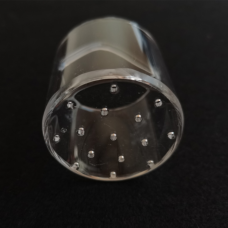 Quartz glass flat bottom tube with rod ring bottom drilling and high temperature resistance
