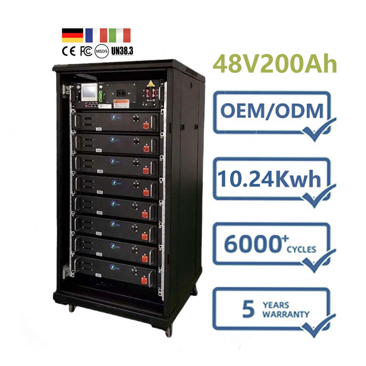 Hot Sell! Smart BMS 48V 100Ah Lifepo 4.8KWh 5Kwh 4U Case Batteries