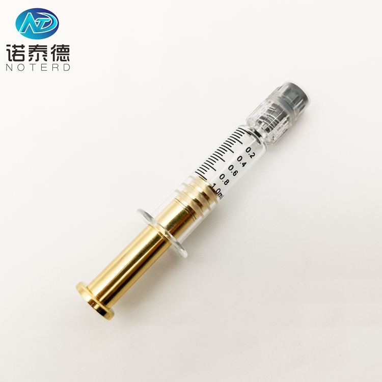 Disposable 1ml cbd thc oil sterile glass syringe metal plunger