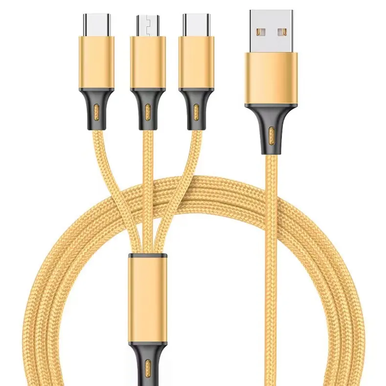 Free Sample Customizable Universal 3 In 1 Data Usb Cable Multi Function 3in1 Usb Charging Cable with Lighting Micro Type-C
