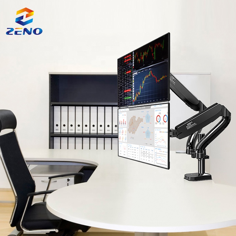 DS90-2 adjustable dual monitor arm computer desk mount brazo de gas para monitor
