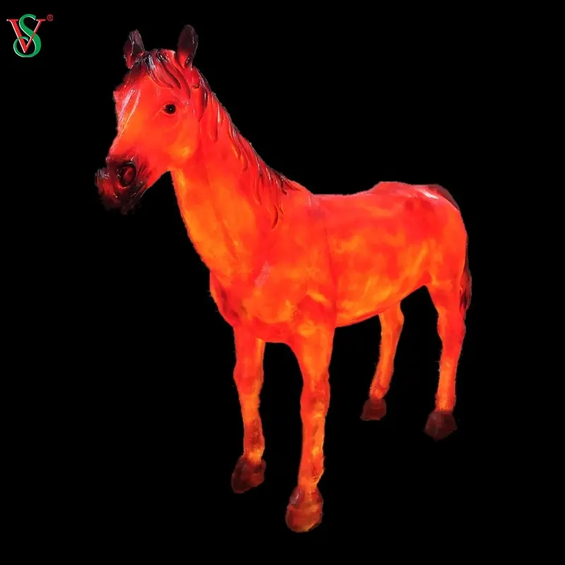 Shopping Mall Display Large 3D Bronze Horse Sculpture With Light For Event Race Decoration