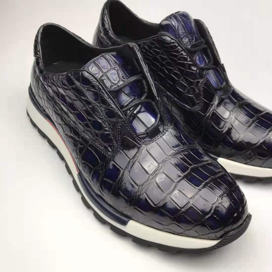 Shoes Men 2021 Crocodile Genuine Crocodile Leather New Fashion Leisure Sports Lace Up Shoes Wear-resistant Breathable Men Shoes