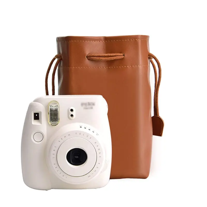 Retro PU Leather Drawstring Pouch Bag Instant Camera Pouch  For Fujifilm Instax Mini