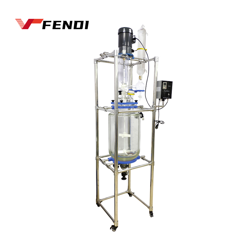s212-50 10-50l 50 liter high speed big jackted heating and cooling double layer stirred tank glass reactor reactors