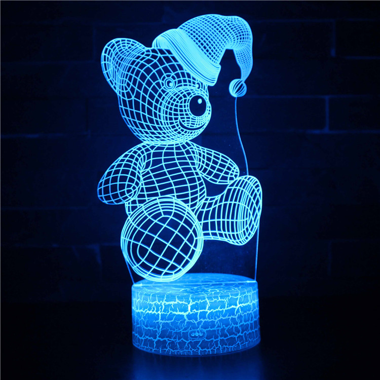 Best selling Holiday Gift, Table Lamp For Home Decoration LED Lamp Kids Night Light, Customized Pattern Bear Lamp 3D Illusion